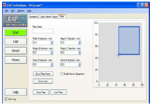 Tm-Sprayer Software adjustable method parameters